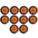 2.5" Red/Amber 3 LED Round Side Marker Clearance Lights Grommet Flush Mount, Sealed Truck Trailer with Reflex Lens, IP67 Waterproof- Super Bright DOT SAE P2 FMVSS 180